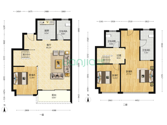 建发观唐府 3室1厅3卫 149平方