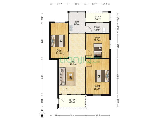 华南楼 3室1厅1卫 97平方