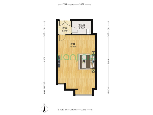 阳阳国际广场 1室0厅1卫 60平方