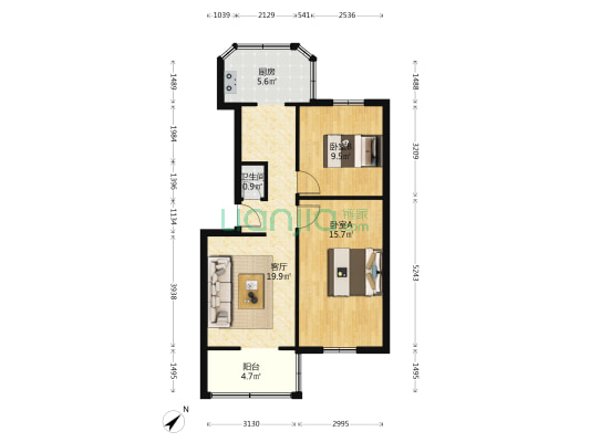 沙沟四医院家属楼 2室1厅1卫 63平方