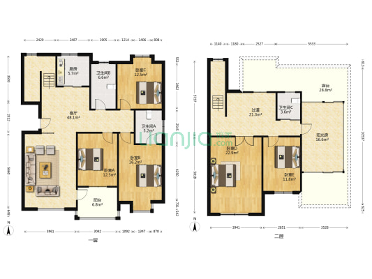 锦绣苑 5室1厅3卫 196平方