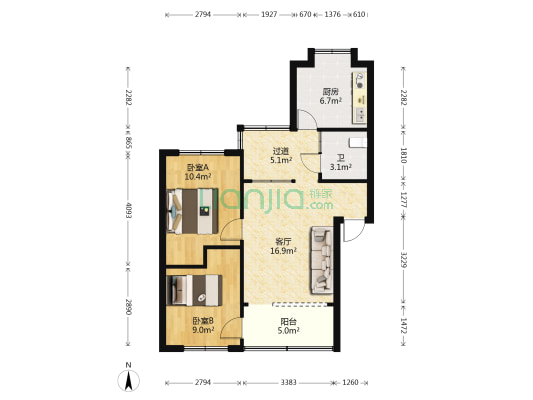 贵矿新油库宿舍 2室1厅1卫 71平方