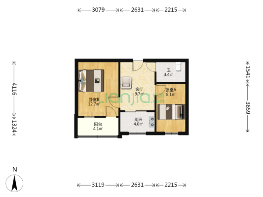 古讲堂巷8号 2室1厅1卫 50平方