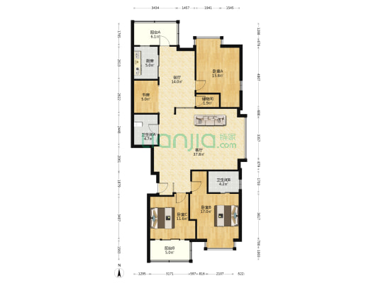 龙河家园 4室2厅2卫 155平方