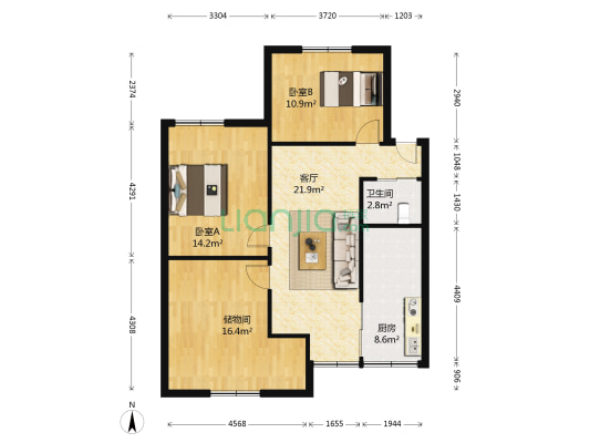 三民北巷33号 2室1厅1卫 84平方