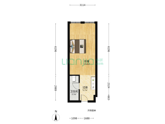 天悦广场 1室0厅1卫 43平方