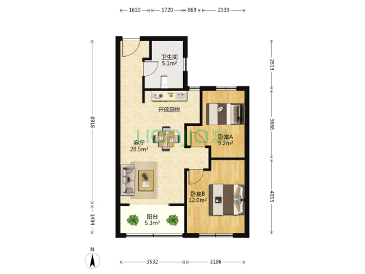 云起苑·和苑 2室1厅1卫 78平方