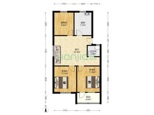 轮胎翻新厂宿舍 2室1厅1卫 85平方