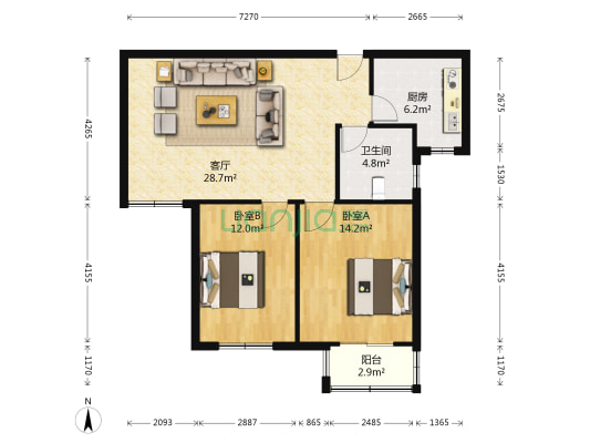 林锦花园西区 2室1厅1卫 93平方
