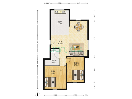 沈铁福苑 2室1厅1卫 100平方
