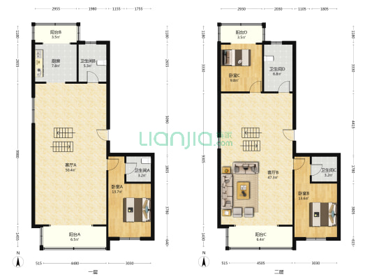 福康馨苑 3室2厅4卫 250平方