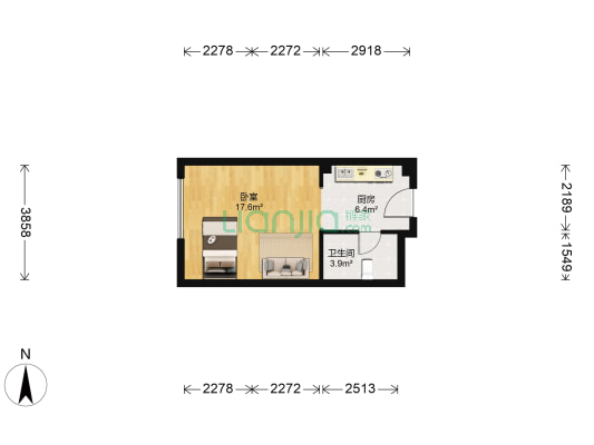 戛纳小镇 1室0厅1卫 38平方