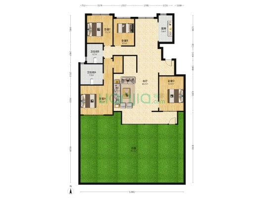 融创御湖宸院 4室1厅2卫 376平方