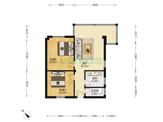 港前路197号大院 2室1厅1卫 64平方