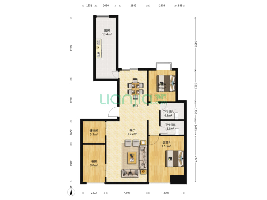 融侨锦江悦府北区 3室1厅2卫 131平方