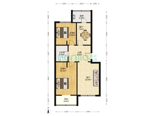 水利新村 2室2厅1卫 90平方