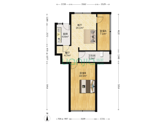 枫林大楼 2室2厅1卫 78平方