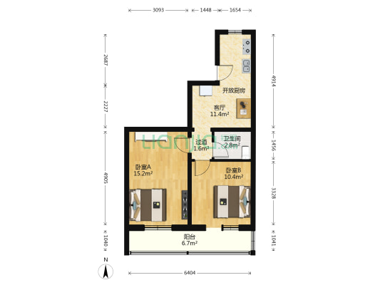 同福夹道 2室1厅1卫 64平方