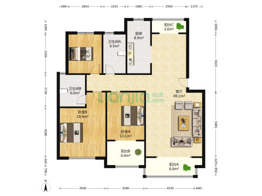 金阁丽苑 3室1厅2卫 144平方