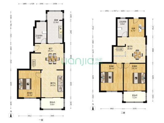 公园南苑 4室3厅2卫 151平方