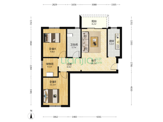 将军新村四期 2室1厅1卫 90平方