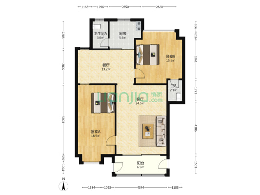 云城南路 2室2厅2卫 103平方