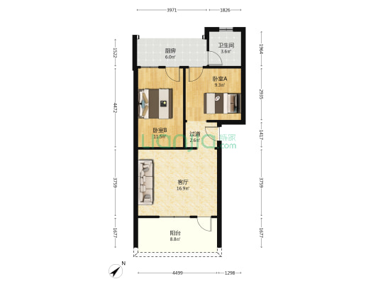 平安巷12号 2室1厅1卫 58平方