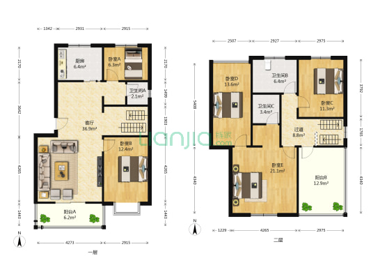 中原桂冠 5室1厅3卫 163平方