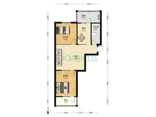 苏曹河西住宅楼 2室2厅1卫 67平方