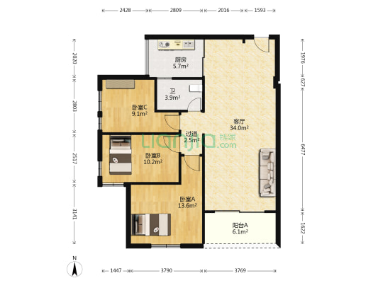 乐怡花园 3室1厅1卫 106平方
