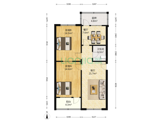 七里河路23号 2室2厅1卫 84平方