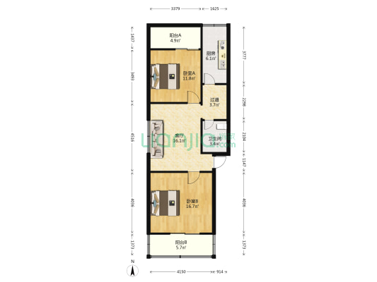 朱庄新村 2室1厅1卫 83平方