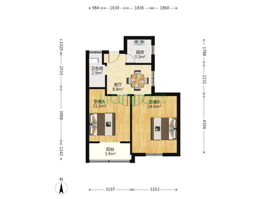 扬子五村 2室1厅1卫 56平方