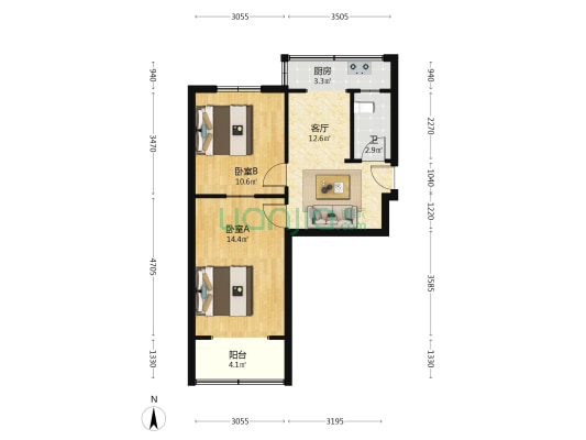 肖家村四巷8号 2室1厅1卫 51平方