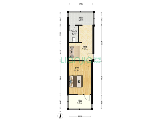 余窑新村 1室1厅1卫 44平方