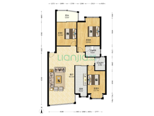桂湖景苑 3室1厅2卫 226平方