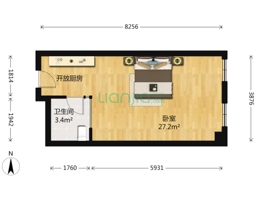 海韵公寓 1室0厅1卫 52平方