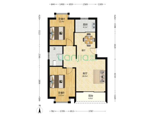 果岭生活区C区 2室1厅1卫 78平方