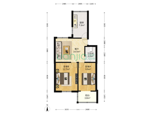 东明路北206号院 2室1厅1卫 67平方