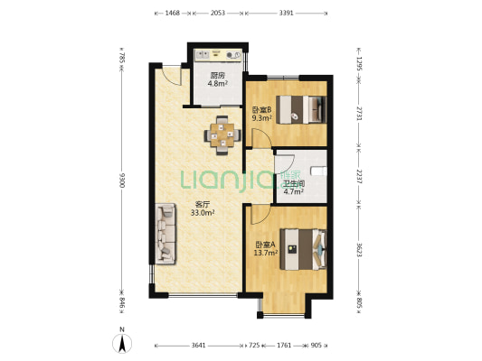 18号公馆 2室1厅1卫 95平方