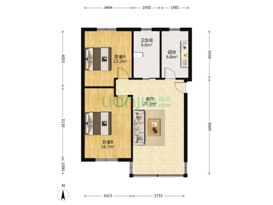 阜湖苑 2室1厅1卫 85平方