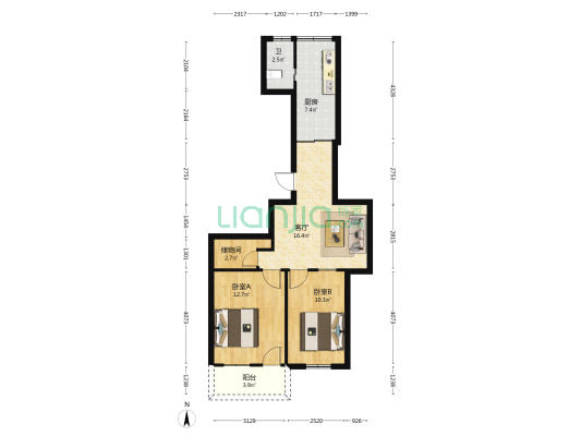 小巷新村 2室1厅1卫 72平方