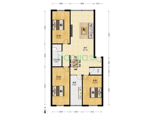 城关物业公司小区 3室1厅2卫 150平方