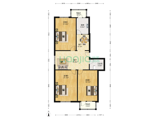 阿什河街 3室2厅1卫 145平方