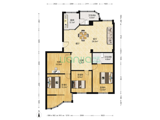 悦来花园 4室1厅2卫 120平方