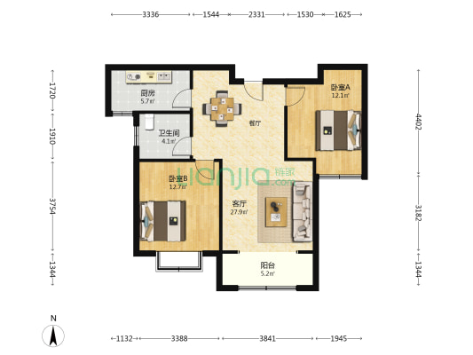 95名著 2室1厅1卫 99平方