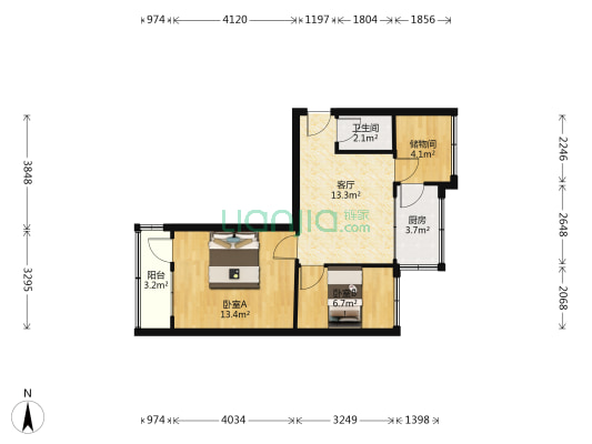 许昌县生产资料公司宿舍楼 2室1厅1卫 59平方
