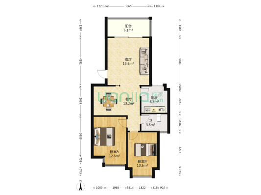 兴隆城市花园 2室2厅1卫 87平方