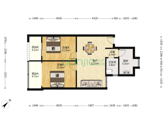 清风后街24号 2室1厅1卫 78平方