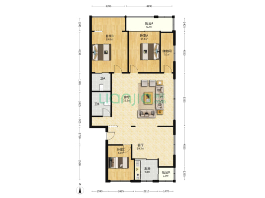 下垟郑路 3室2厅2卫 130平方